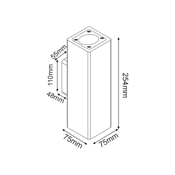 ^ΤΕΤΡΑΓΩΝΟ ΕΠΙΤΟΙΧΟ ΦΩΤΙΣΤΙΚΟ UP-DOWN IP65 2XGU10 ΜΑΥΡΟ ΤΣΙΜΕΝΤΟ ACA – MK0022SB