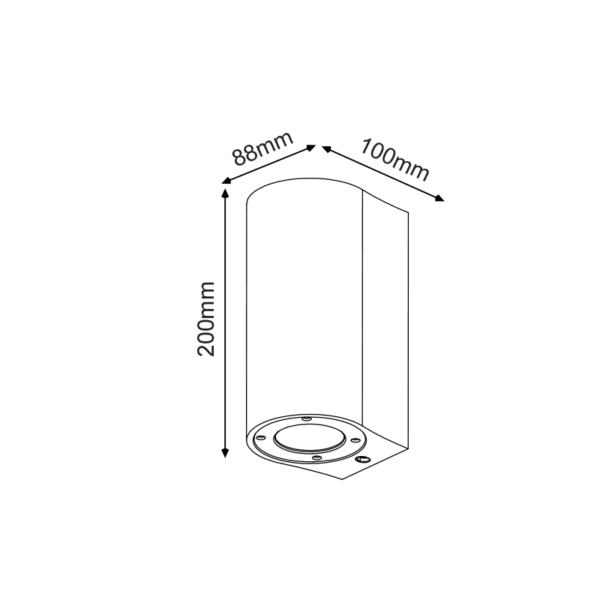 Απλίκα σποτ εξωτερικού χώρου up-down 2xGU10 μαύρο τσιμέντο και ανοξ. ατσάλι IP65 -MK0522RB