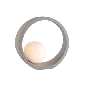 ΕΠΙΤΡΑΠΕΖΙΟ ΦΩΤΙΣΤΙΚΟ 1ΧG9 ΓΚΡΙ ΤΣΙΜΕΝΤΟ+ΛΕΥΚΟ ΓΥΑΛΙ D24x10CM VENUS ACA DECOR   – MK421T24G