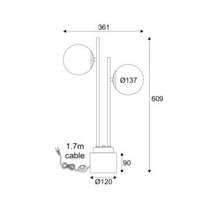 ΕΠΙΤΡΑΠΕΖΙΟ ΦΩΤΙΣΤΙΚΟ 2ΧΕ14 QUADRO ΜΑΥΡΟ ΜΕΤ/ΚΟ+ ΛΕΥΚΟ ΓΥΑΛΙ-ΜΑΡΜΑΡΟ IP20 36X14XH61CM ACA DECOR – ML127022TBK