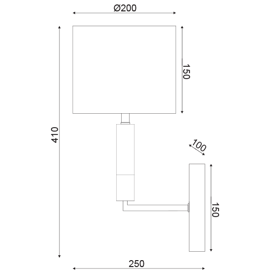 ACA DECOR   – Επίτοιχο Φωτιστικό 1ΧΕ27 Μεταλλικό Νικελ + Γκρι Αμπαζούρ 20Χ25ΧΗ30cm