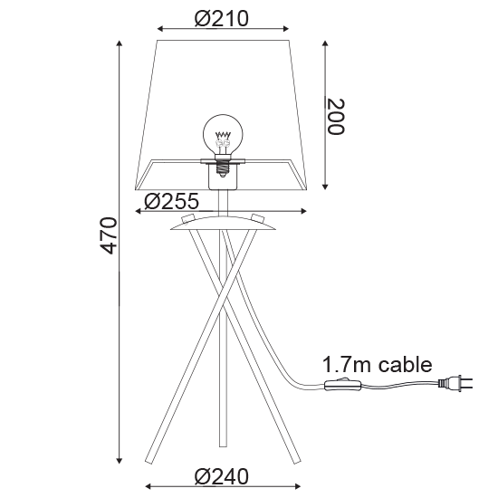 ACA DECOR  – Επιτραπέζιο Φωτιστικό1ΧΕ14 Μεταλλικό Καφέ + Καλάμι  Φ17ΧΗ35cm