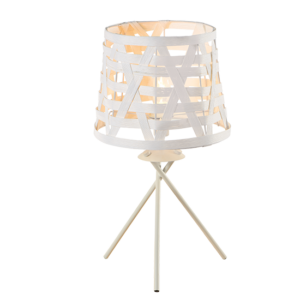 ACA DECOR  – Επιτραπέζιο Φωτιστικό 1ΧΕ14 Μεταλλικό Λευκό + Καλάμι  Φ17ΧΗ35cm