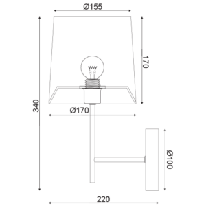 ACA DECOR  – Επίτοιχο Φωτιστικό 1ΧΕ27 Μεταλλικό Καφέ + Καλάμι  17Χ21ΧΗ35cm