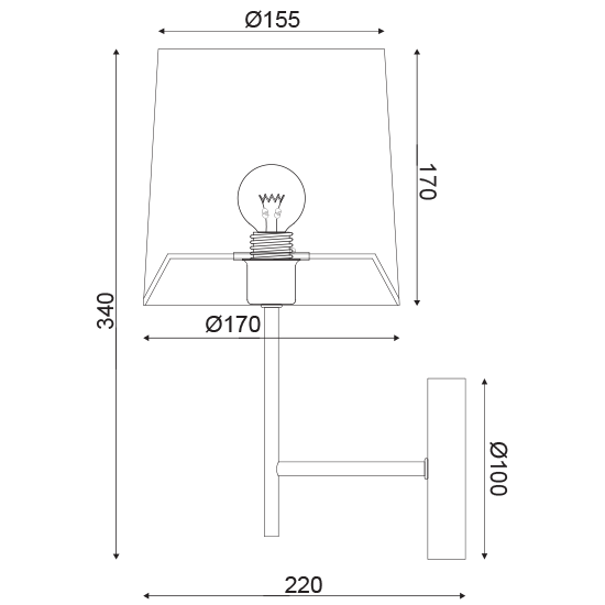 ACA DECOR  – Επίτοιχο Φωτιστικό 1ΧΕ27 Μεταλλικό Καφέ + Καλάμι  17Χ21ΧΗ35cm