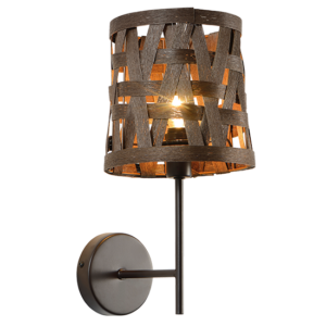 ACA DECOR  – Επίτοιχο Φωτιστικό 1ΧΕ27 Μεταλλικό Καφέ + Καλάμι  17Χ21ΧΗ35cm