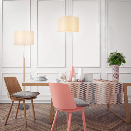 Κρεμαστό Φωτιστικό 1xΕ27 με Φυσικό Ξύλο & Μπεζ Υφασμάτινο Καπέλο H56CM D27CM CLIFF ACA – MP21858