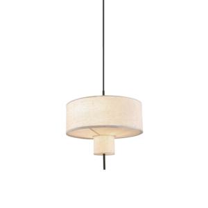 Κρεμαστό Φωτιστικό 1xE27 Μαυρο Μέταλλο 2 Λεπίδων με Μπεζ Υφασμάτινο Καπέλο D40*H120cm ANAFI ACA – MP240323