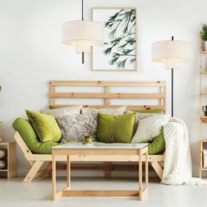 Κρεμαστό Φωτιστικό 1xE27 Μαυρο Μέταλλο 2 Λεπίδων με Μπεζ Υφασμάτινο Καπέλο D40*H120cm ANAFI ACA – MP240323