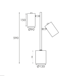 Πορτατίφ Μαύρο Μεταλλικό 2xΕ27 D12*H59cm KENNETH ACA – MT240572