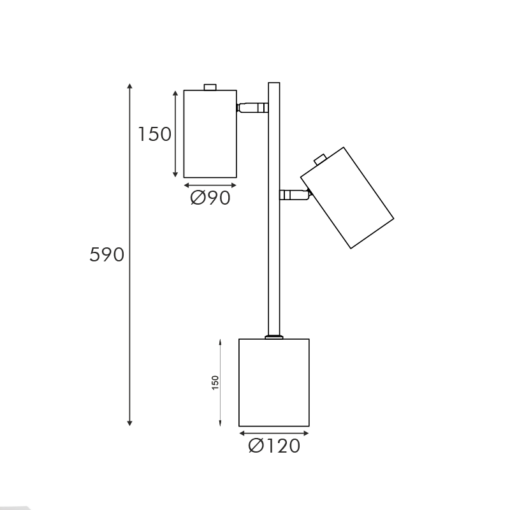Πορτατίφ Μαύρο Μεταλλικό 2xΕ27 D12*H59cm KENNETH ACA – MT240572