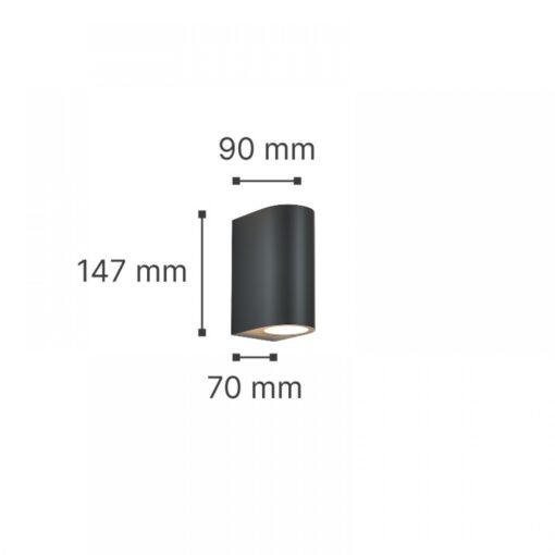 it-Lighting Michigan 2xGU10 Outdoor Up-Down Wall Lamp Grey D14.7cmx9cm (80200134)