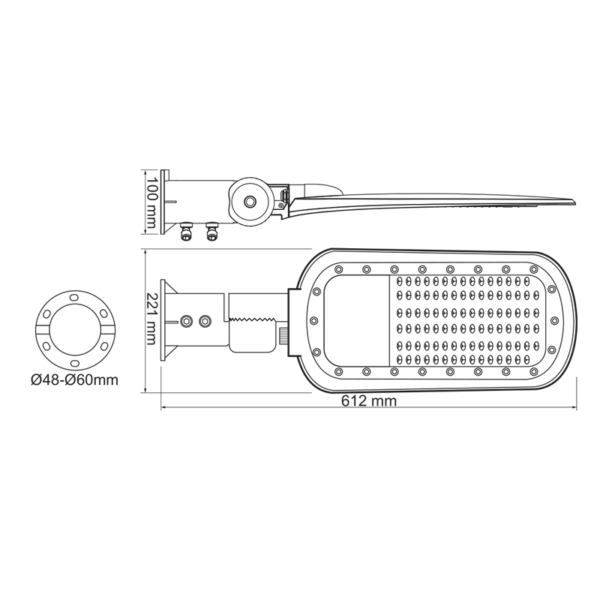 LED Φωτιστικό Δρόμου 100W 14000LM 4000K 140×90˚ CLASS I 230V AC IP66 ACA – NORD10040