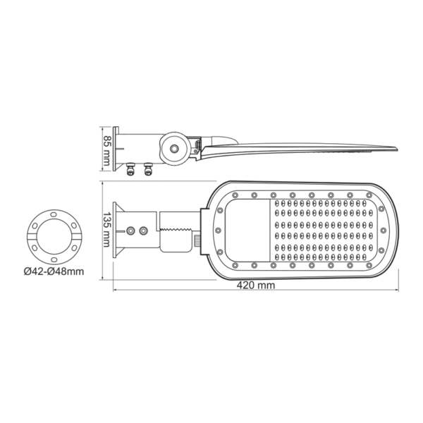 LED Φωτιστικό Δρόμου 20W 2800LM 4000K 140×90˚ CLASS I 230V AC IP66 ACA – NORD2040