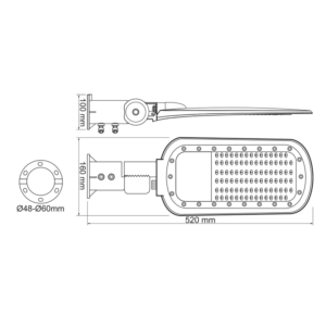 LED Φωτιστικό Δρόμου 40W 5600LM 4000K 140×90˚  230V AC IP66 ACA – NORD4040