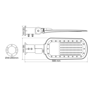 LED Φωτιστικό Δρόμου 60W 8400LM 4000K 140×90˚  230V AC IP66 ACA – NORD6040