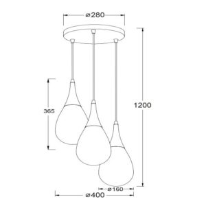 Κρεμαστό Φωτιστικό Οροφής Σταγόνα 3xE14 Ø400 Μέταλλο-Γυαλί Χάλκινο ACA DECOR – OD53423RCP