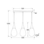 Κρεμαστό Φωτιστικό Οροφής Σταγόνα 3xE14 630mm Μέταλλο-Γυαλί Μαύρο ACA DECOR – OD53423SBK