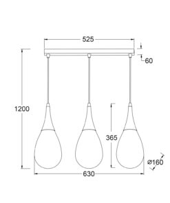 Κρεμαστό Φωτιστικό Οροφής Σταγόνα 3xE14 630mm Μέταλλο-Γυαλί Μαύρο ACA DECOR – OD53423SBK