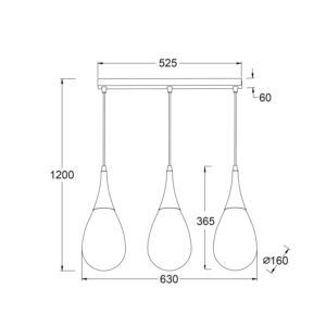 Κρεμαστό Φωτιστικό Οροφής Σταγόνα 3xE14 630mm Μέταλλο-Γυαλί Μαύρο ACA DECOR – OD53423SBK