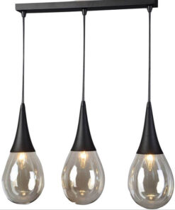 Κρεμαστό Φωτιστικό Οροφής Σταγόνα 3xE14 630mm Μέταλλο-Γυαλί Μαύρο ACA DECOR – OD53423SBK