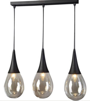 Κρεμαστό Φωτιστικό Οροφής Σταγόνα 3xE14 630mm Μέταλλο-Γυαλί Μαύρο ACA DECOR – OD53423SBK