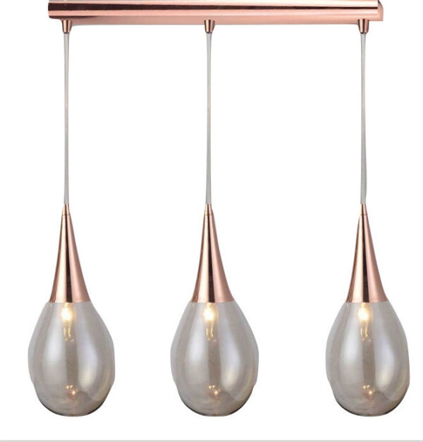 Κρεμαστό Φωτιστικό Οροφής Σταγόνα 3xE14 630mm Μέταλλο-Γυαλί Χάλκινο ACA DECOR – OD53423SCP