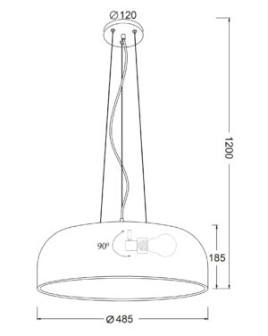 Κρεμαστό Φωτιστικό 3xE27 Μεταλλικό Μαύρο Φ480 ACA DECOR  – OD5390MB