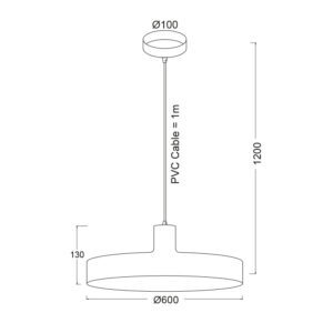 Κρεμαστό Φωτιστικό 1ΧΕ27 Μεταλλικό Μαύρο Ματ Φ600 ACA DECOR   – OD5392LBK