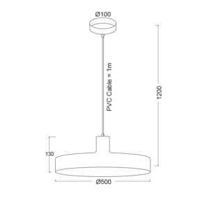 Κρεμαστό Φωτιστικό 1ΧΕ27 Μεταλλικό Μαύρο Ματ Φ500 ACA DECOR  – OD5392MBK
