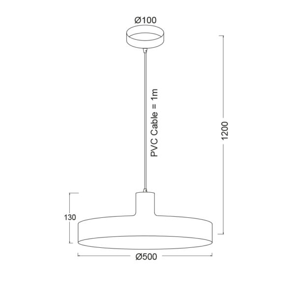 Κρεμαστό Φωτιστικό 1ΧΕ27 Μεταλλικό Μαύρο Ματ Φ500 ACA DECOR  – OD5392MBK