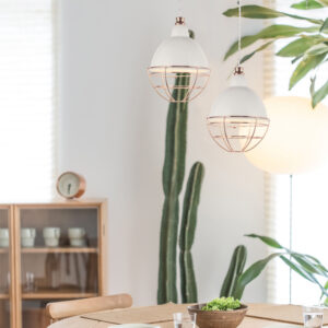 Κρεμαστό Φωτιστικό 1ΧΕ27 Μεταλλικό Λευκό+Χάλκινο Φ200 ACA DECOR   – OD5399