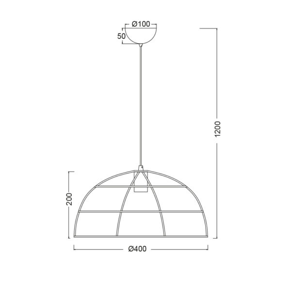 Κρεμαστό Φωτιστικό 1ΧΕ27 Μεταλλικό με Μαύρο Πλέγμα Φ400 ACA DECOR  – OD543640