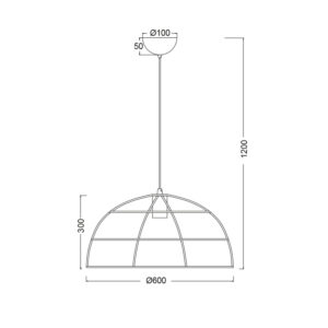 Κρεμαστό Φωτιστικό 1ΧΕ27 Μεταλλικό Μαύρο Πλέγμα Φ600 ACA DECOR   – OD543660