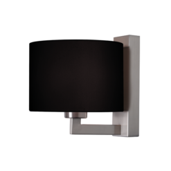 ACA DECOR   – Επίτοιχο Φωτιστικό 1ΧΕ27 Μεταλλικό Νικελ + Μαύρο Αμπαζούρ Φ18XΗ20cm