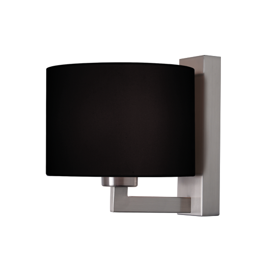 ACA DECOR   – Επίτοιχο Φωτιστικό 1ΧΕ27 Μεταλλικό Νικελ + Μαύρο Αμπαζούρ Φ18XΗ20cm