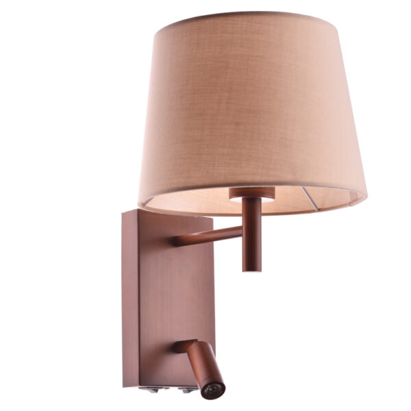 Μεταλλική Απλίκα Απόχρωση Ξύλου 1XE27+3W LED Κεφαλή Καπέλο Μόκα ACA DECOR – OD5617WDLED