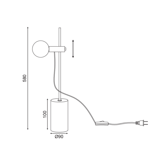 ΕΠΙΤΡΑΠΕΖΙΟ ΦΩΤΙΣΤΙΚΟ 1XE14 ΜΑΥΡΟ ΜΑΡΜΑΡΟ+ΜΕΤ/ΚΟ D9XH58CM HERA ACA DECOR   – OD581T58B