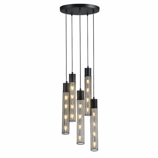 ACA DECOR   κρεμαστό φωτιστικό οροφής 5xE27 σε μαύρο χρώμα – OD605P35BK