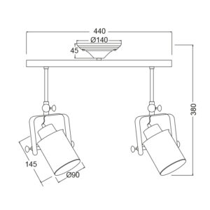 Οροφής Φωτιστικό 2ΧΕ27 Μεταλλικό Λευκό Χρυσό Πατίνο ACA DECOR  – OD61012AW