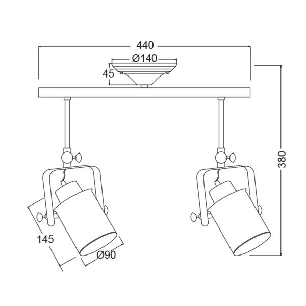 Οροφής Φωτιστικό 2ΧΕ27 Μεταλλικό Λευκό Χρυσό Πατίνο ACA DECOR  – OD61012AW