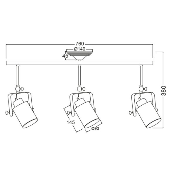 Οροφής Φωτιστικό 3ΧΕ27 Μεταλλικό Λευκό Χρυσό Πατίνα ACA DECOR  – OD61013AW