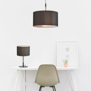 Κρεμαστό Φωτιστικό 1ΧΕ27 Μαύρο+ Απόχρωση Ξύλου Φ250 ACA DECOR  – OD650825PBK