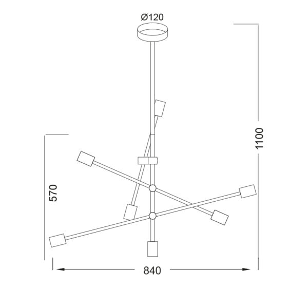 Κρεμαστό Φωτιστικό Οροφής 7xE27 με Ρυθμιζόμενους Σωλήνες Μεταλλικό Μπρονζέ ACA DECOR – OD680107BR