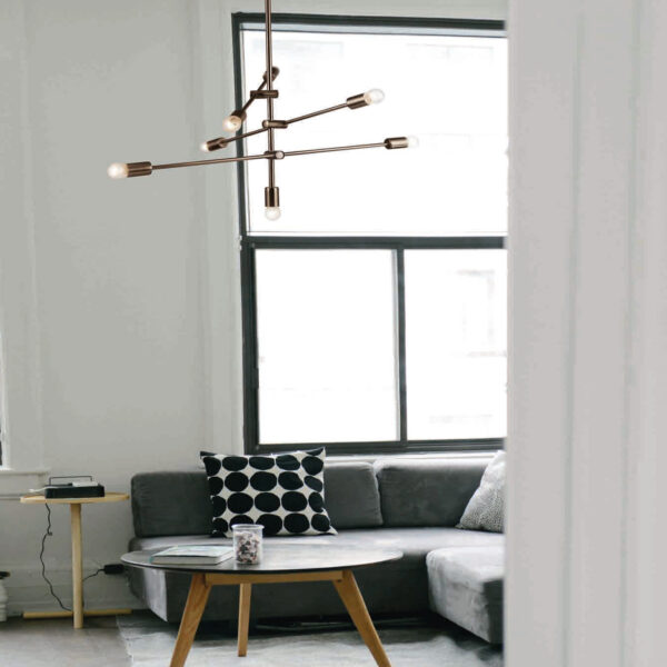 Κρεμαστό Φωτιστικό Οροφής 7xE27 με Ρυθμιζόμενους Σωλήνες Μεταλλικό Μπρονζέ ACA DECOR – OD680107BR