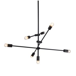 Κρεμαστό Φωτιστικό Οροφής 7xE27 με Ρυθμιζόμενους Σωλήνες Μεταλλικό Μαύρο ACA DECOR – OD680107BK