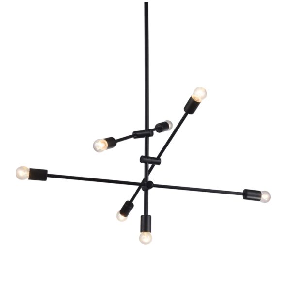 Κρεμαστό Φωτιστικό Οροφής 7xE27 με Ρυθμιζόμενους Σωλήνες Μεταλλικό Μαύρο ACA DECOR – OD680107BK