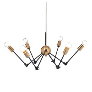 Κρεμαστό Φωτιστικό Οροφής με Ρυθμιζόμενους Βραχίονες 6xE27 Ø760 Μεταλλικό Μαύρο-Ορείχαλκος ACA DECOR – OD680306BB