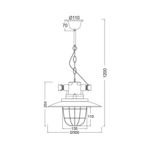 Κρεμαστό Φωτιστικό 1ΧΕ27 Μεταλλικό Μαύρο+Γυαλί Φ300 ACA DECOR   – OD8032