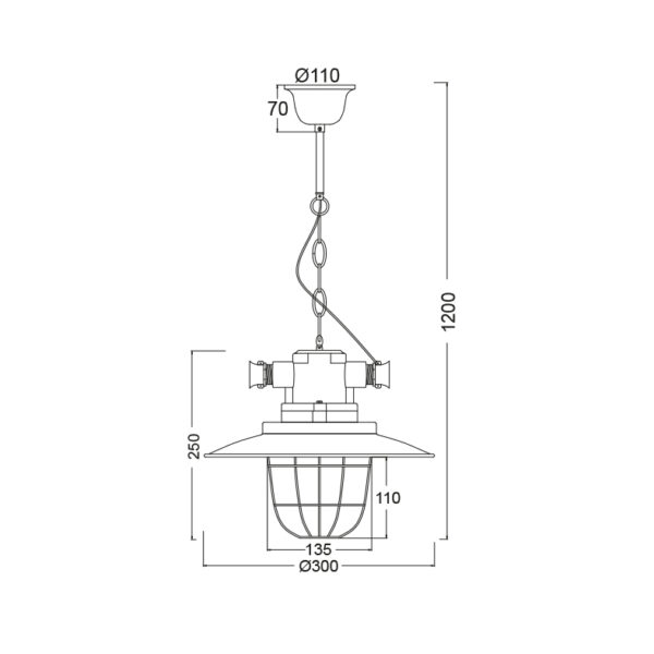 Κρεμαστό Φωτιστικό 1ΧΕ27 Μεταλλικό Μαύρο+Γυαλί Φ300 ACA DECOR   – OD8032